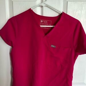 Figs hot pink scrub top